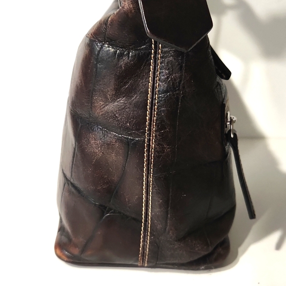 VTG Dooney & Bourke Leather Croc Embossed Espresso Brown Shoulder Bag J7574008 - Picture 12 of 16